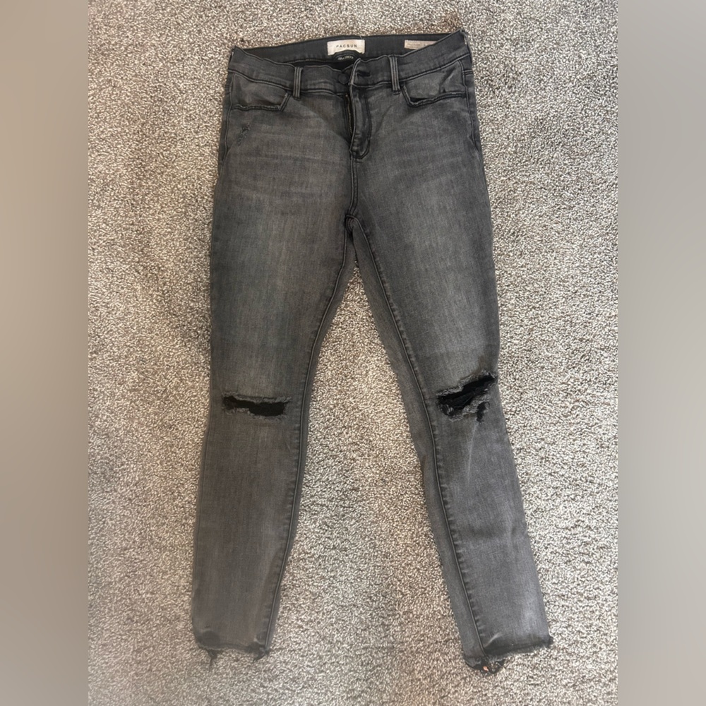 Pacsun Women's Stretchy Skinny Jeggings Grunge Size 6/28 Dark Wash Black